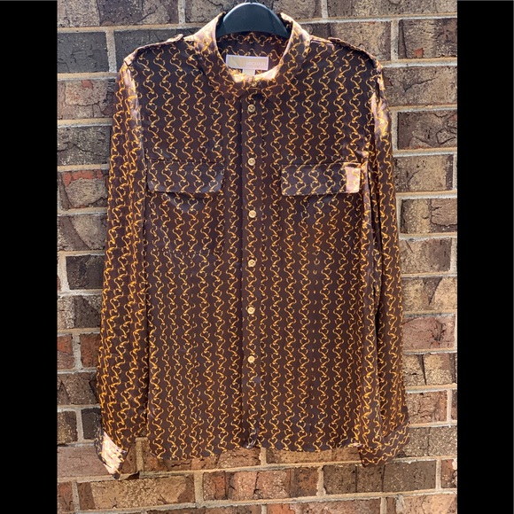 Michael Michael Kors Chain-Print Satin Blouse - Picture 3 of 5